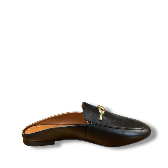 COACH Sienna Leather Slide Loafer Shoes Mule Clog Black Gold Luxury Women Sz 7.5 - Picture 8 of 16